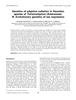 III. Evolutionary genetics of sex expression