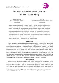 The Misuse of Academic English Vocabulary in Chinese Student