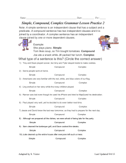 Simple, Compound, Complex Sentence Practice 2