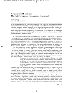 A Fanatical Fifth Column: The Media`s Argument for Japanese