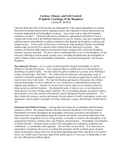 Prophetic Teachings of the Biosphere Calvin B. DeWitt