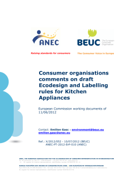 Ecodesign/Kitchen Appliances - Consumer organisations
