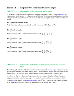 Section 6.5 Trigonometric Functions of General Angles