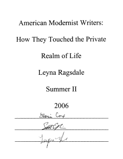 American Modernist Writers: How They Touched the Private Realm