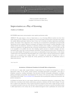 MTO 22.4: Goldman, Improvisation as a Way of Knowing