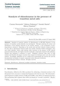 Sonolysis of chlorobenzene in the presence of transition metal salts