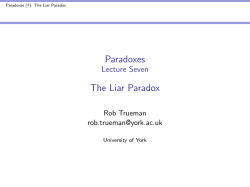 Paradoxes Lecture Seven 10ptThe Liar Paradox