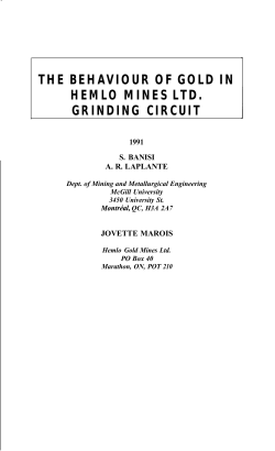 the behaviour of gold in hemlo mines ltd. grinding circuit