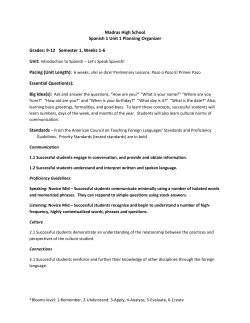 Unit of Study - Spanish 1 Unit 1