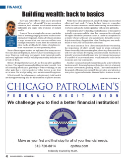 Building wealth: back to basics - Chicago Patrolmen`s Federal Credit