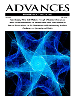 in mind-body medicine - Institute for Applied Meditation on the Heart