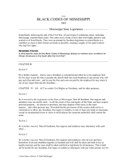 BLACK CODES OF MISSISSIPPI