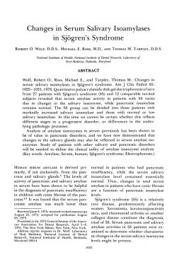 Changes in Serum Salivary Isoamylases in Sj&ouml;gren`s Syndrome