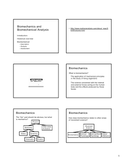 Biomechanics and Biomechanical Analysis