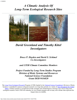 A Climatic Analysis Of Long-Term Ecological