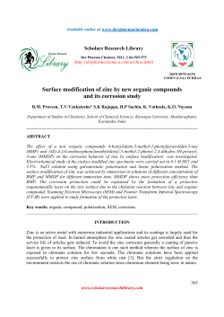Surface modification of zinc by new organic compounds and its