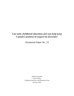 Can early childhood education and care help keep Canada`s