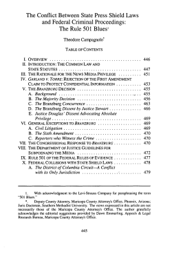 The Conflict Between State Press Shield Laws and Federal Criminal