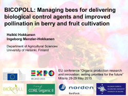 BICOPOLL: Managing bees for delivering biological control agents