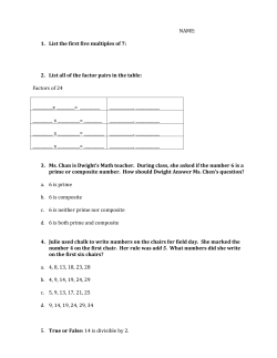 NAME: 1. List the first five multiples of 7: 2. List all of the factor pairs