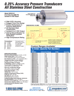 Pressure Transducers 0.25% Accuracy Stainless Steel Construction