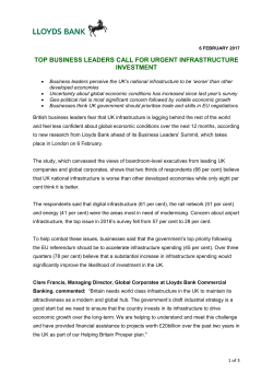 top business leaders call for urgent infrastructure investment