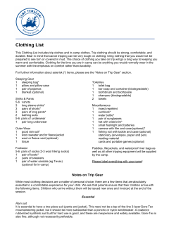 Clothing List - Camp Temagami