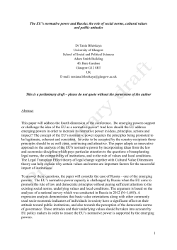 1 The EU`s normative power and Russia: the role of social norms