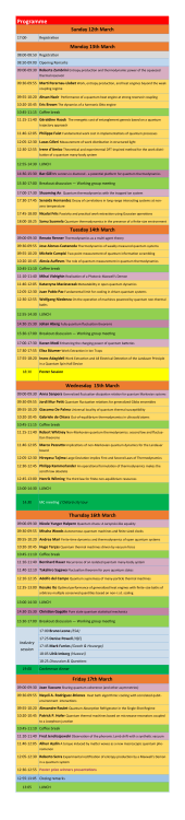 Programme - Fifth Quantum Thermodynamics Conference