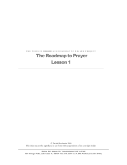 The Roadmap to Prayer Lesson 1