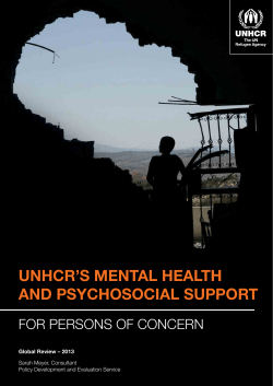 UNHCR`s meNtal HealtH aNd psyCHosoCial sUppoRt