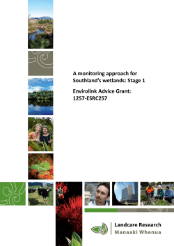 A monitoring approach for Southland`s wetlands: Stage 1