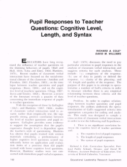 Pupil Responses to Teacher Questions: Cognitive Level, Length