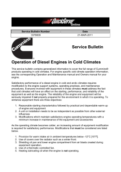 Service Bulletin Operation of Diesel Engines in