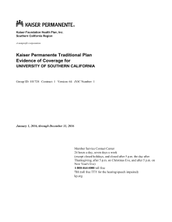 Kaiser Permanente Traditional Plan Evidence of