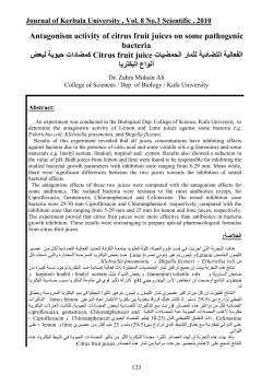 Antagonism activity of citrus fruit juices on some pathogenic