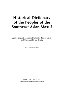 Historical Dictionary of the Peoples of the Southeast Asian Massif