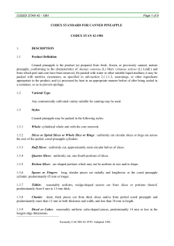 CODEX STANDARD FOR CANNED PINEAPPLE CODEX STAN 42