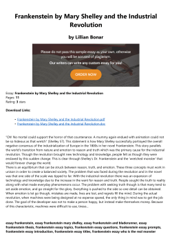 Frankenstein by Mary Shelley and the Industrial Revolution