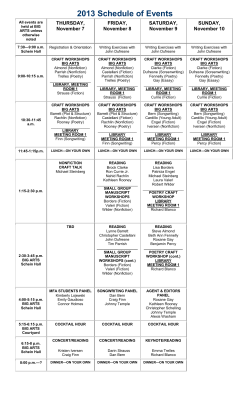 2013 Schedule of Events