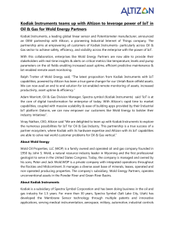 Kodiak Instruments teams up with Altizon to leverage