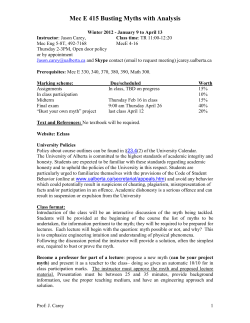 MecE 415: Busting Myths with Analysis