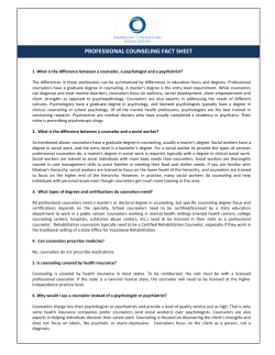 professional counseling fact sheet