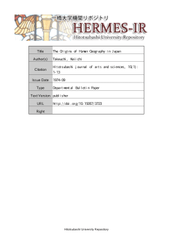 Page 1 Page 2 THE ORIGINS OF HUMAN GEOGRAPHY IN JAPAN