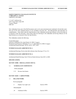 Post Tender Addendum No. 1