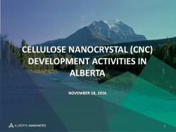 cellulose nanocrystal (cnc) development activities