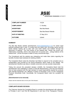 COMPLAINT NUMBER 14/224 COMPLAINANT C. Woolley