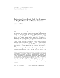 Performing Pennsylvania Hall: Aural Appeals in