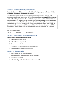 Climate Change and Food Security (CCAFS) &ndash; Baseline Household