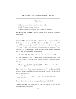 Lecture 12 : The Primitive Element Theorem Objectives (1